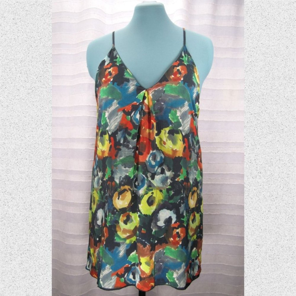 Alice + Olivia Silk Blend Watercolor Floral Fierra Sleeveless Minidress - L